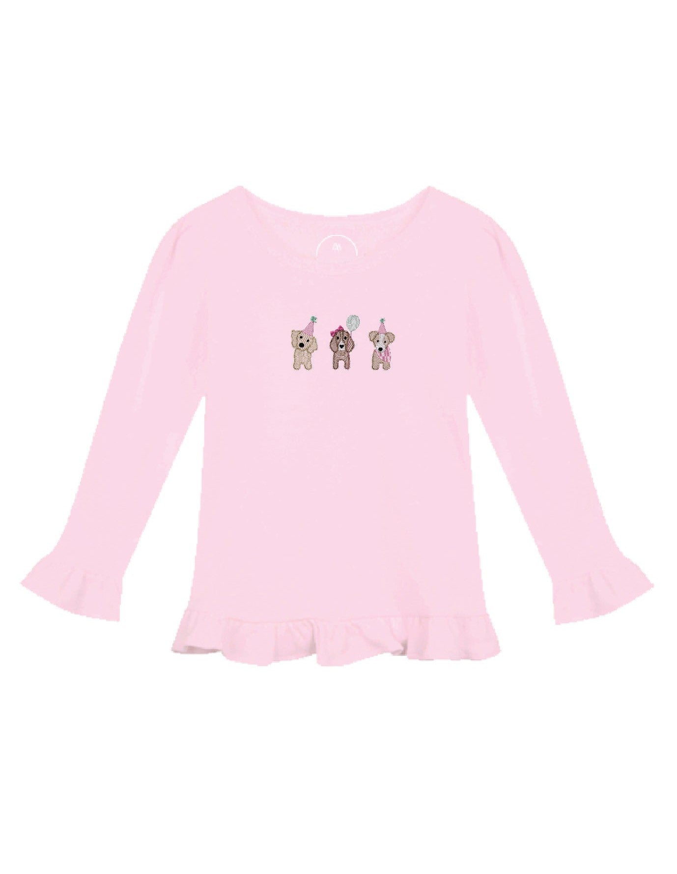 Birthday Puppies Long Sleeve Ruffle Shirt