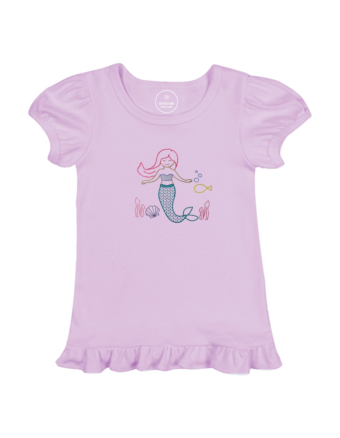 Mermaid Short Sleeve Ruffle Shirt