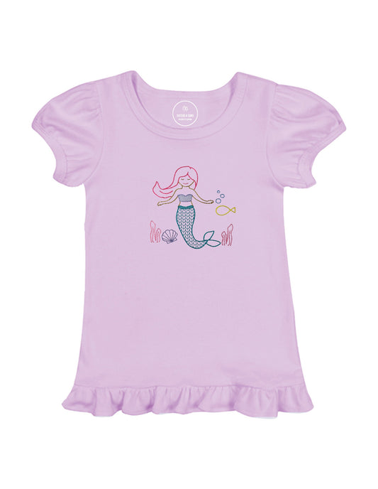 Mermaid Short Sleeve Ruffle Shirt