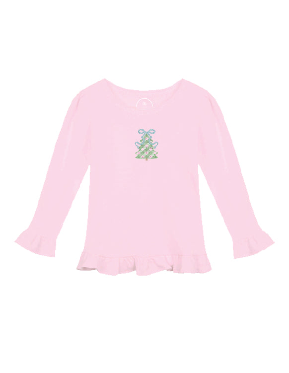Gingham Tree Long Sleeve Ruffle Shirt