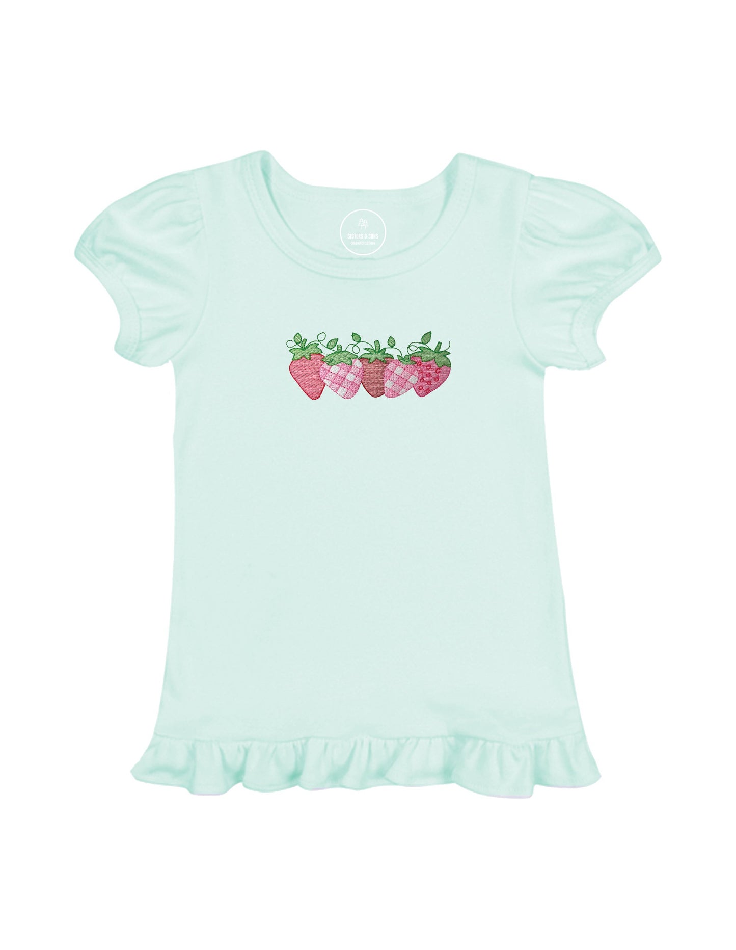 Strawberries Short Sleeve Ruffle Shirt