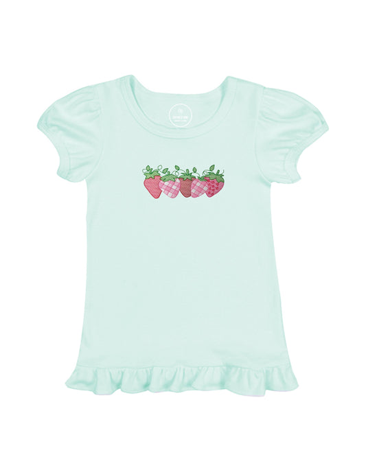 Strawberries Short Sleeve Ruffle Shirt