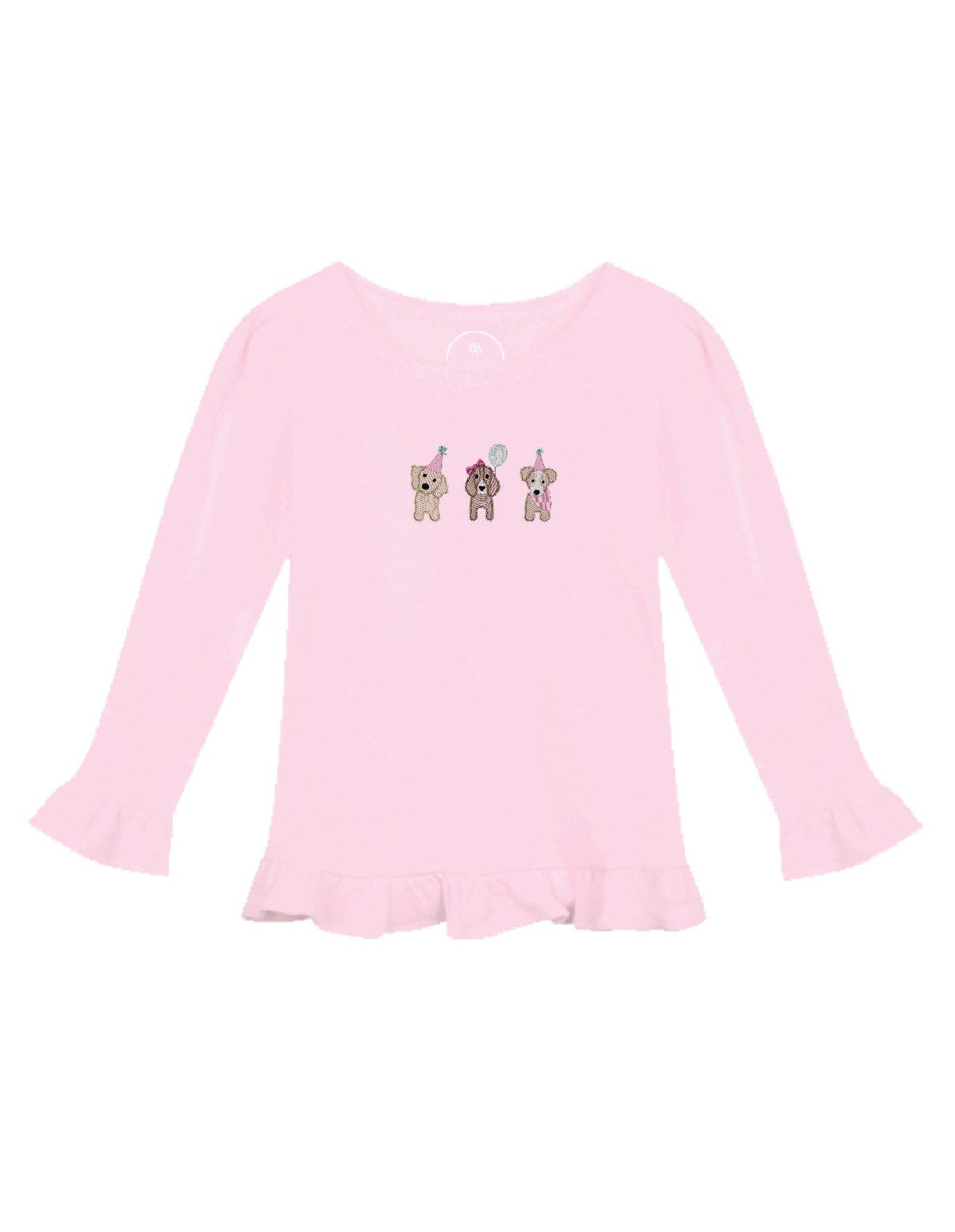 Birthday Puppies Long Sleeve Ruffle Shirt