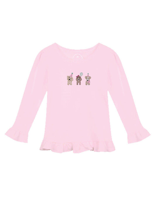 Birthday Puppies Long Sleeve Ruffle Shirt